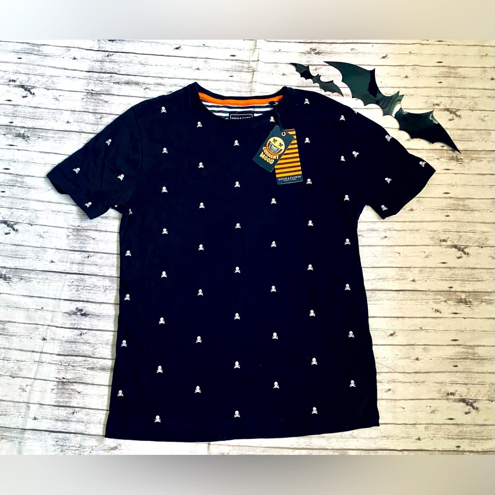 Skulls Crossbones Gothic Punk Boy Shirt Halloween Goth